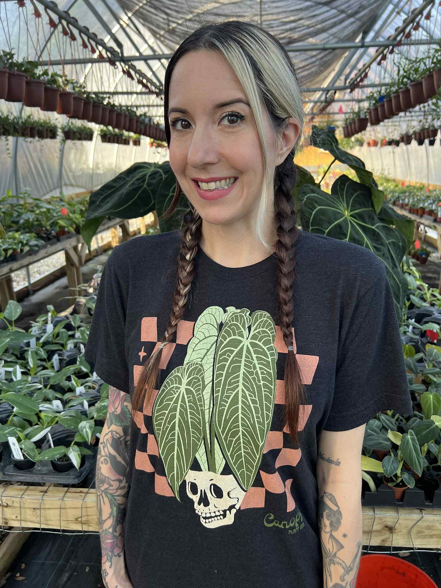 anthurium print shirt Anthurium warocqueanum + Skull' T-shirt Black / XXL